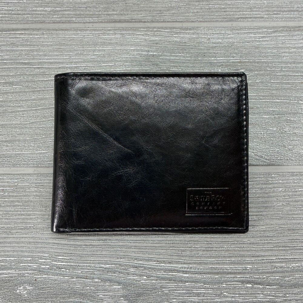 The Savile Row Company London Glossy Black Bifold Leather Wallet - Made in India
